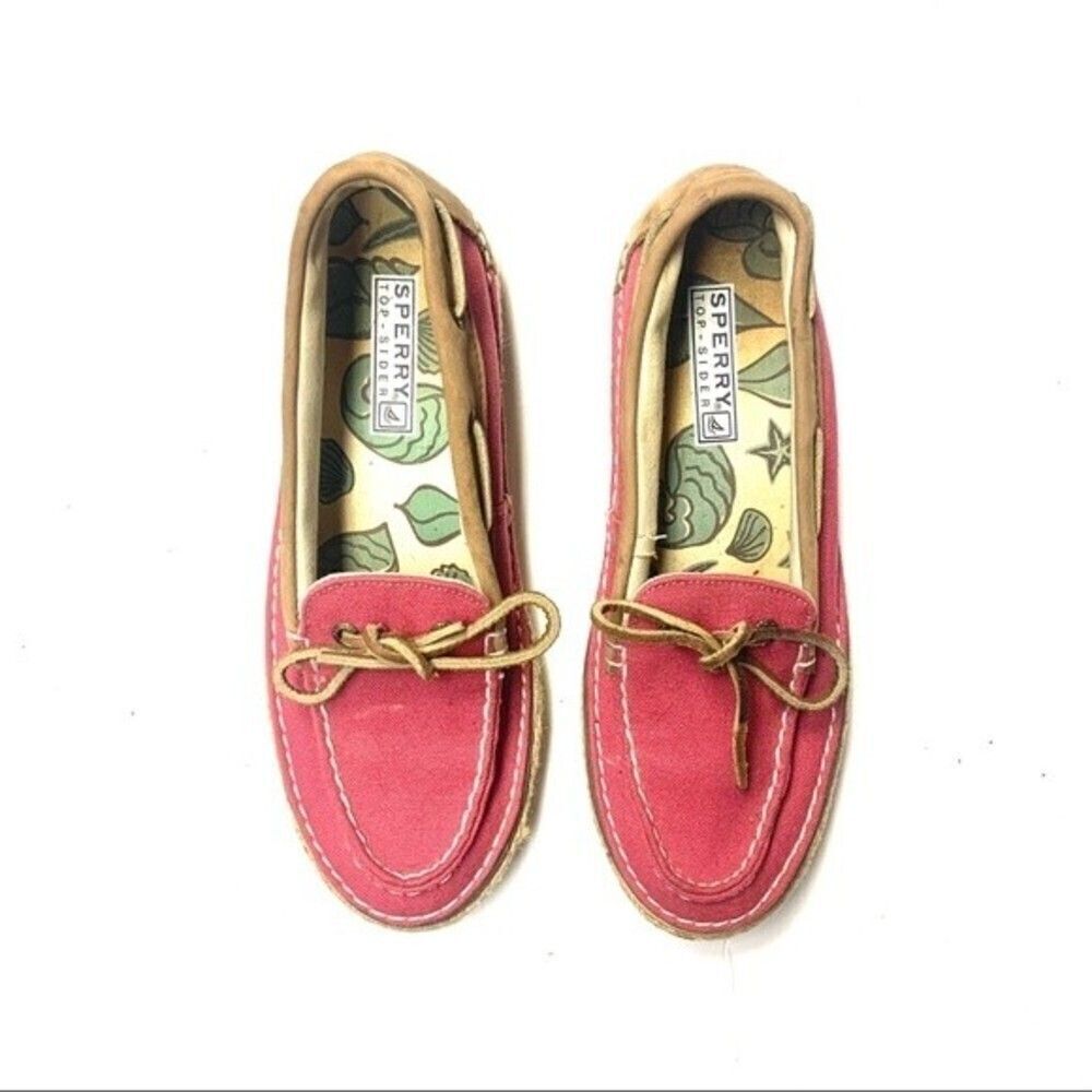 SPERRY shoes wormens coral topsider canvas boat shoes size 7